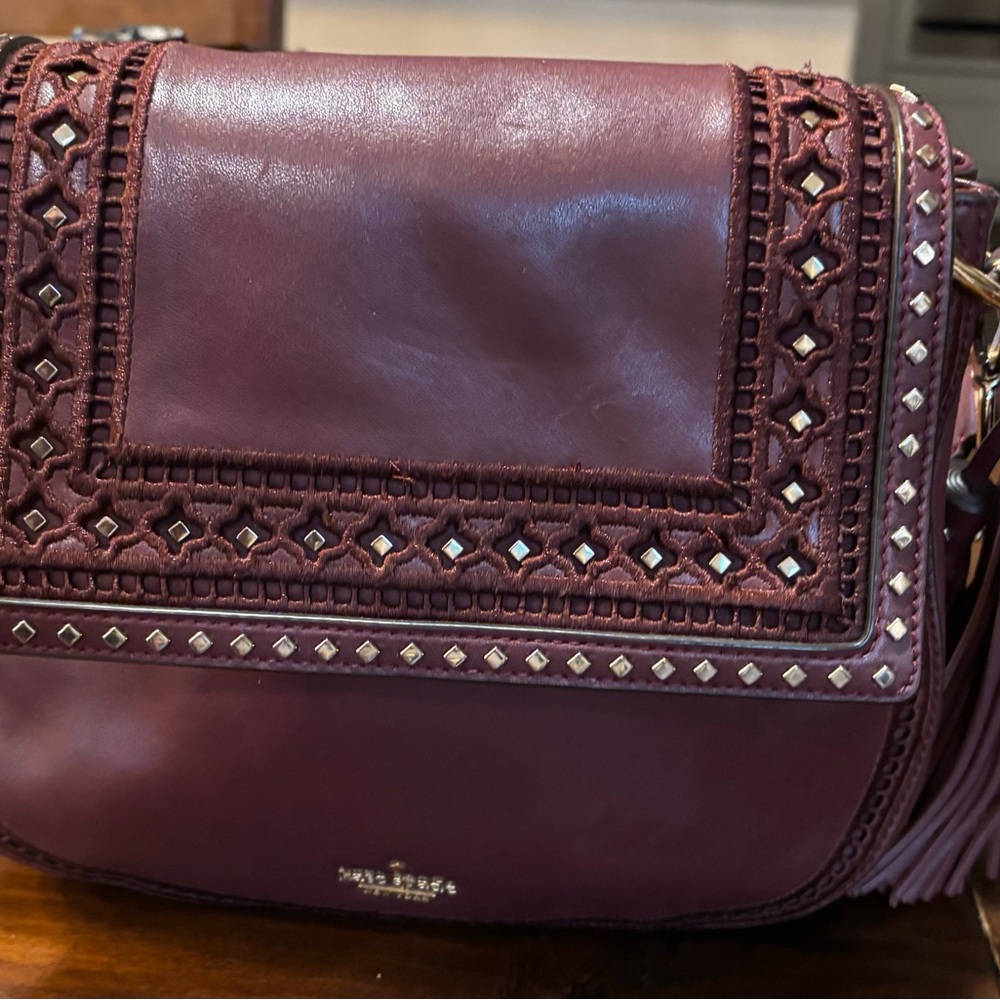 Kate Spade Basset Lane Emaline Leather Crossbody - Burgundy